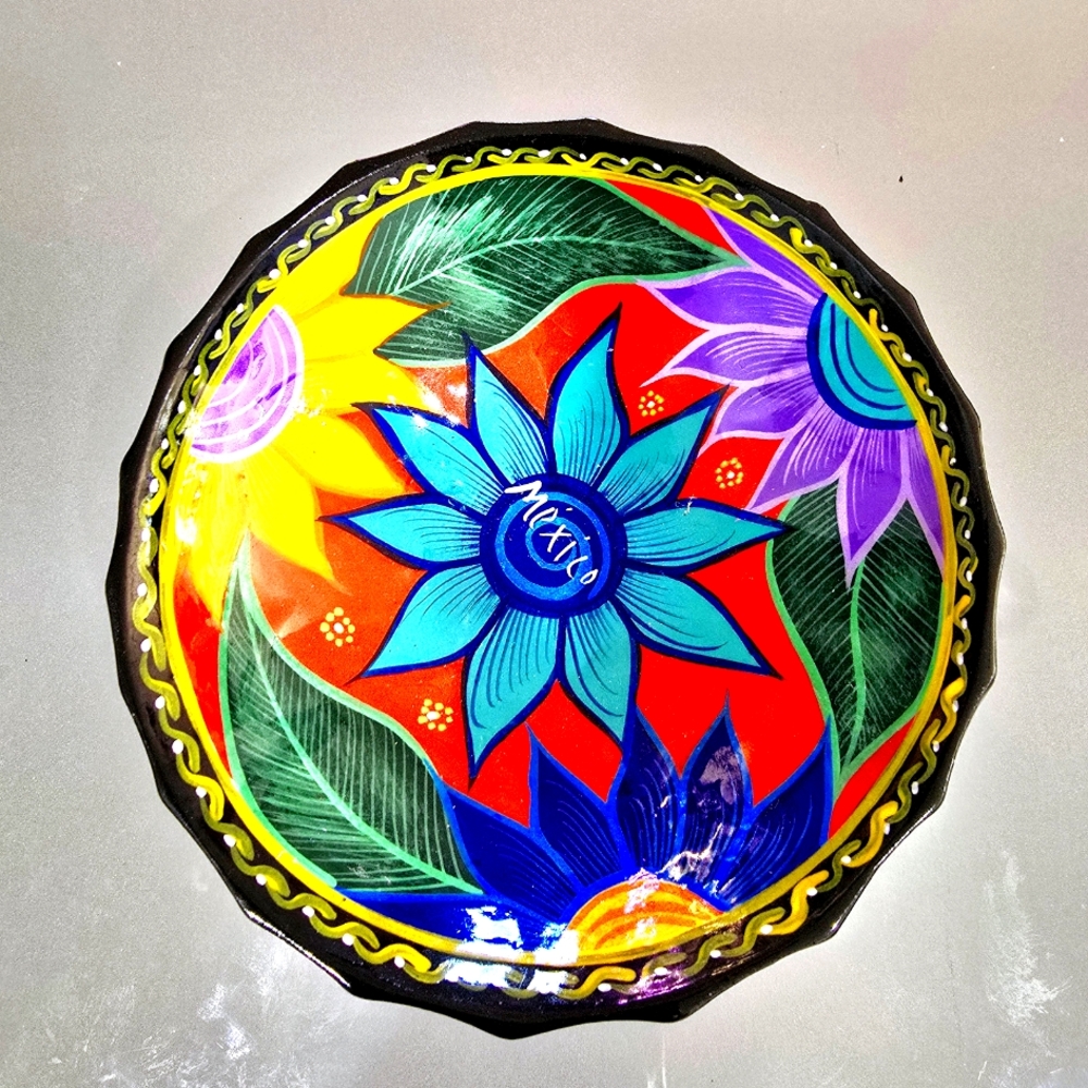 Vintage Hand-painted Mexican Pottery Bowl